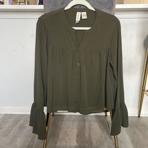 Olive green long sleeve blouse